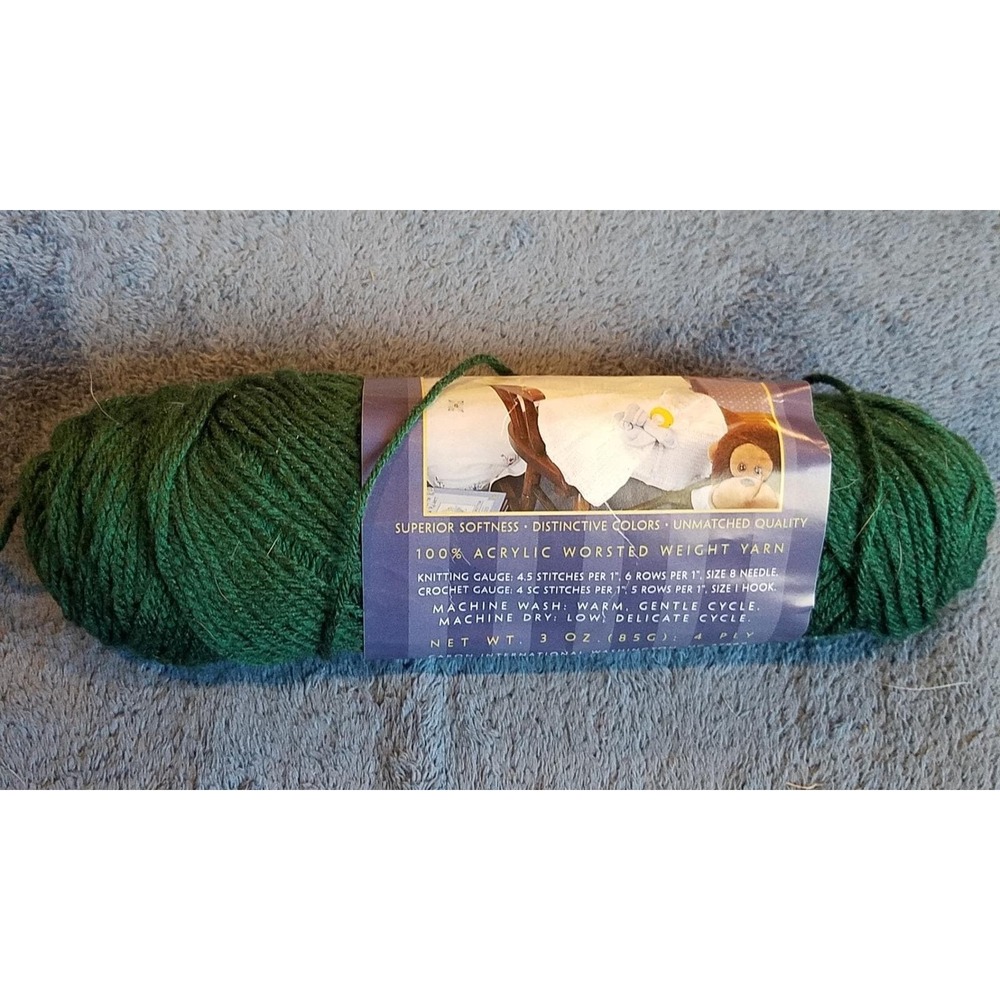 Caron‎ Simply Soft Yarn Dark Sage 3oz Green Worsted Acrylic 4 Ply vintage